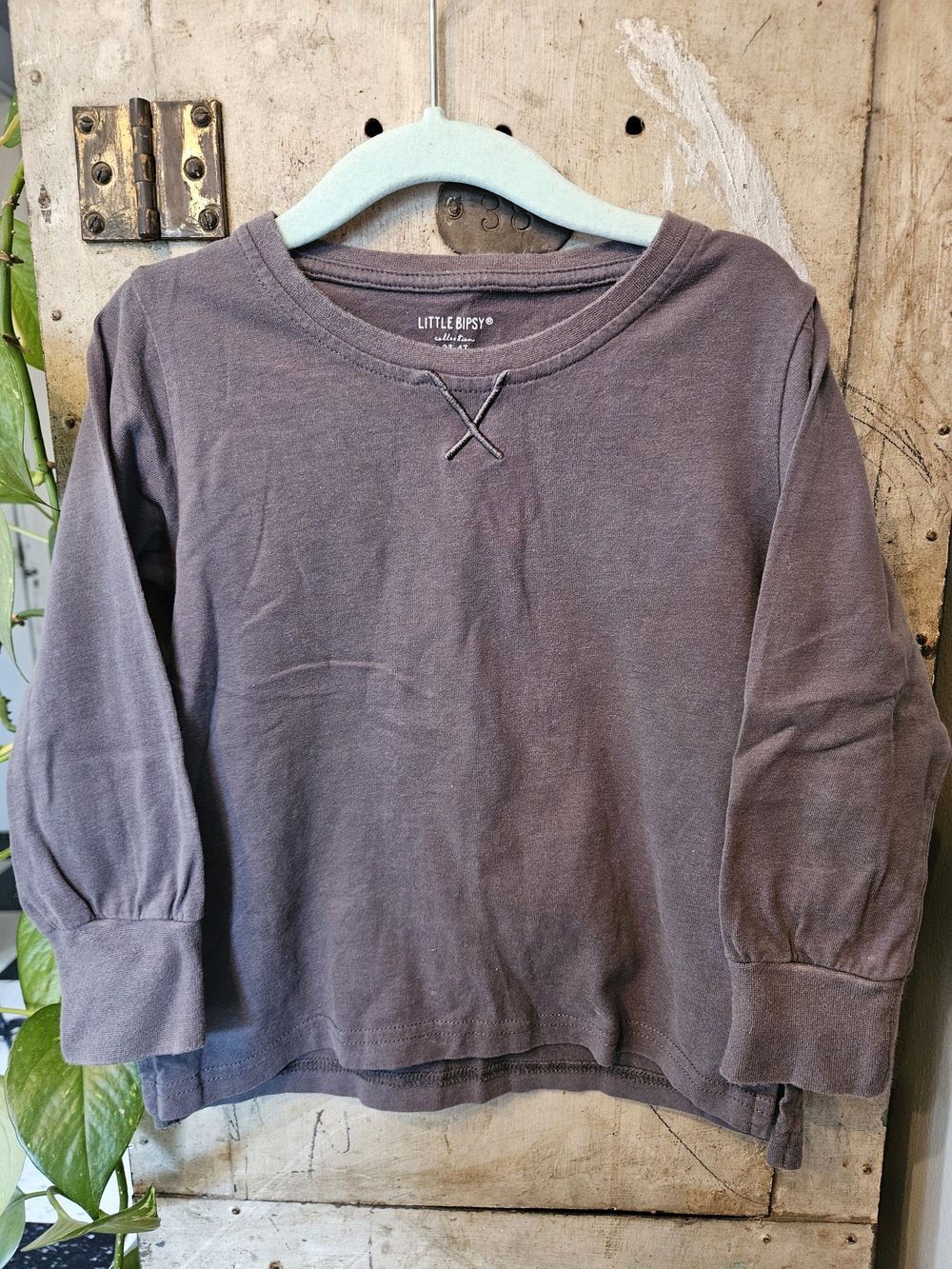 Little Bipsy Long Sleeve Crewneck Top - Charcoal Gray